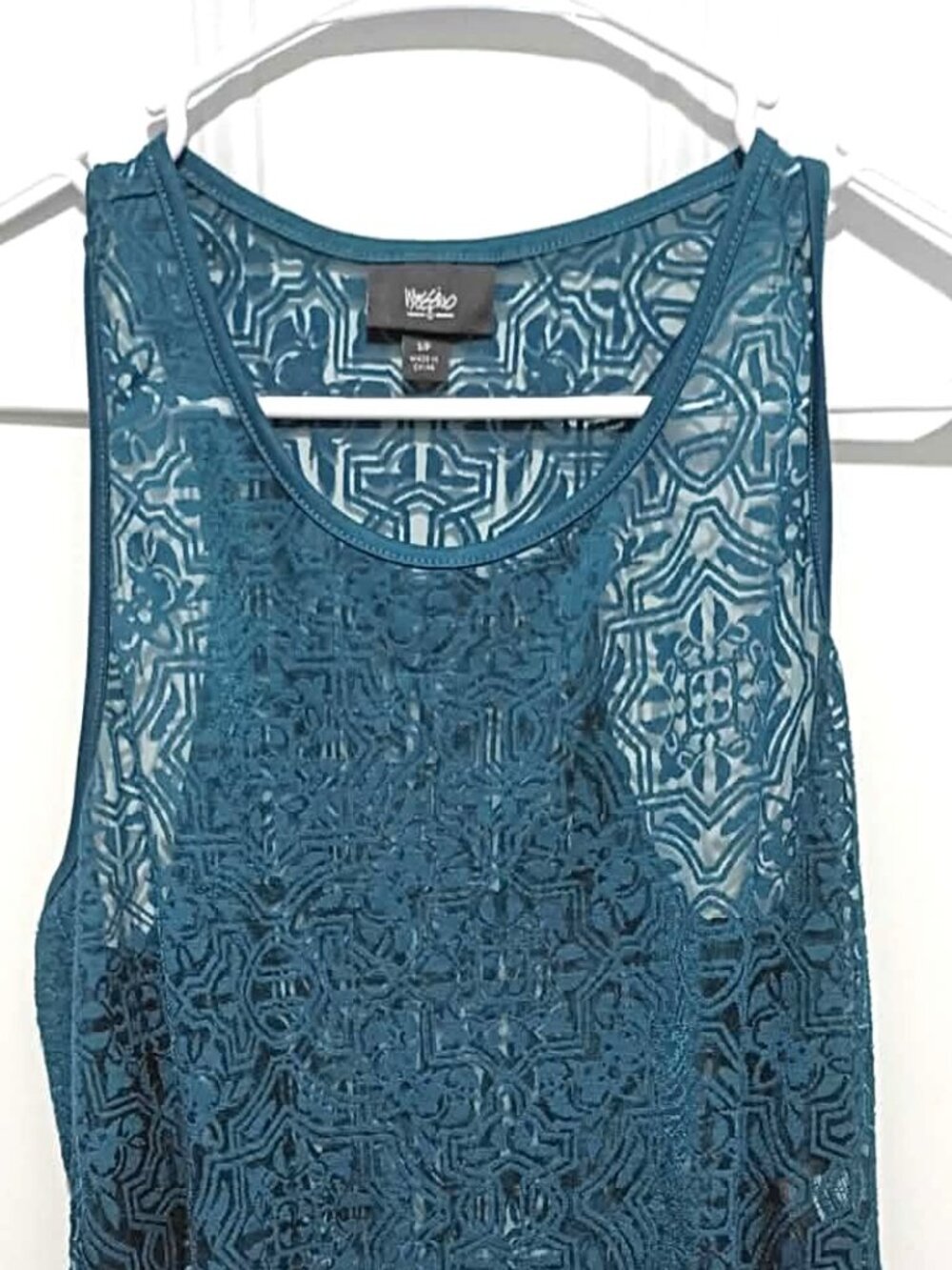 NWOT Lace Shell Tank, Teal, Ladies size Small